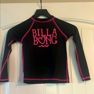 Billabong Black and Pink Rashguard Swimwear 6X